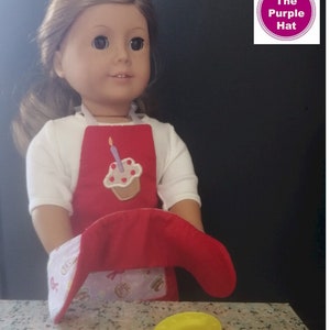 ITH Fully Reversible Apron and Double Oven Gloves for 18 inch doll 6x10 machine embroidery instant download AG soft body doll in the hoop image 4