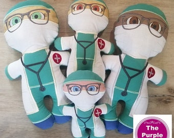 ITH Heroes: Doctor plush doll stuffed toy 5x7 6x10 8x12 - machine embroidery - in the hoop - instant digital download - various formats