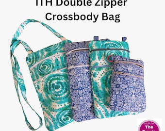 ITH In the Hoop Double Zipper Crossbody Bag 5x7 6x10 7x11 8x12 machine embroidery digital download - sling bag shoulder bag zippered