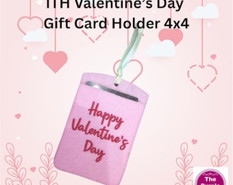 ITH Happy Valentine's Day Card Holder 4x4 and 5x7 - machine embroidery project - instant download - birthday party teacher gift