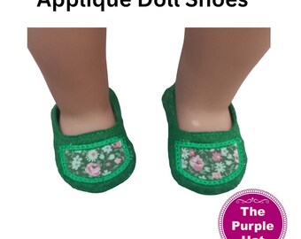 ITH Applique shoes or slippers for 18 inch doll 4x4 machine embroidery instant download - AG soft body doll - in the hoop project - Spring