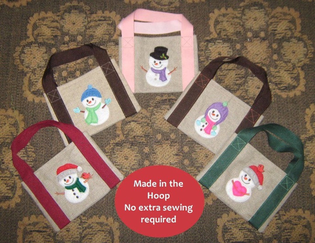 ITH Christmas Gift Bags 5 5x7 Machine Embroidery Designs in the Hoop Project Hus Pes Jef Etsy