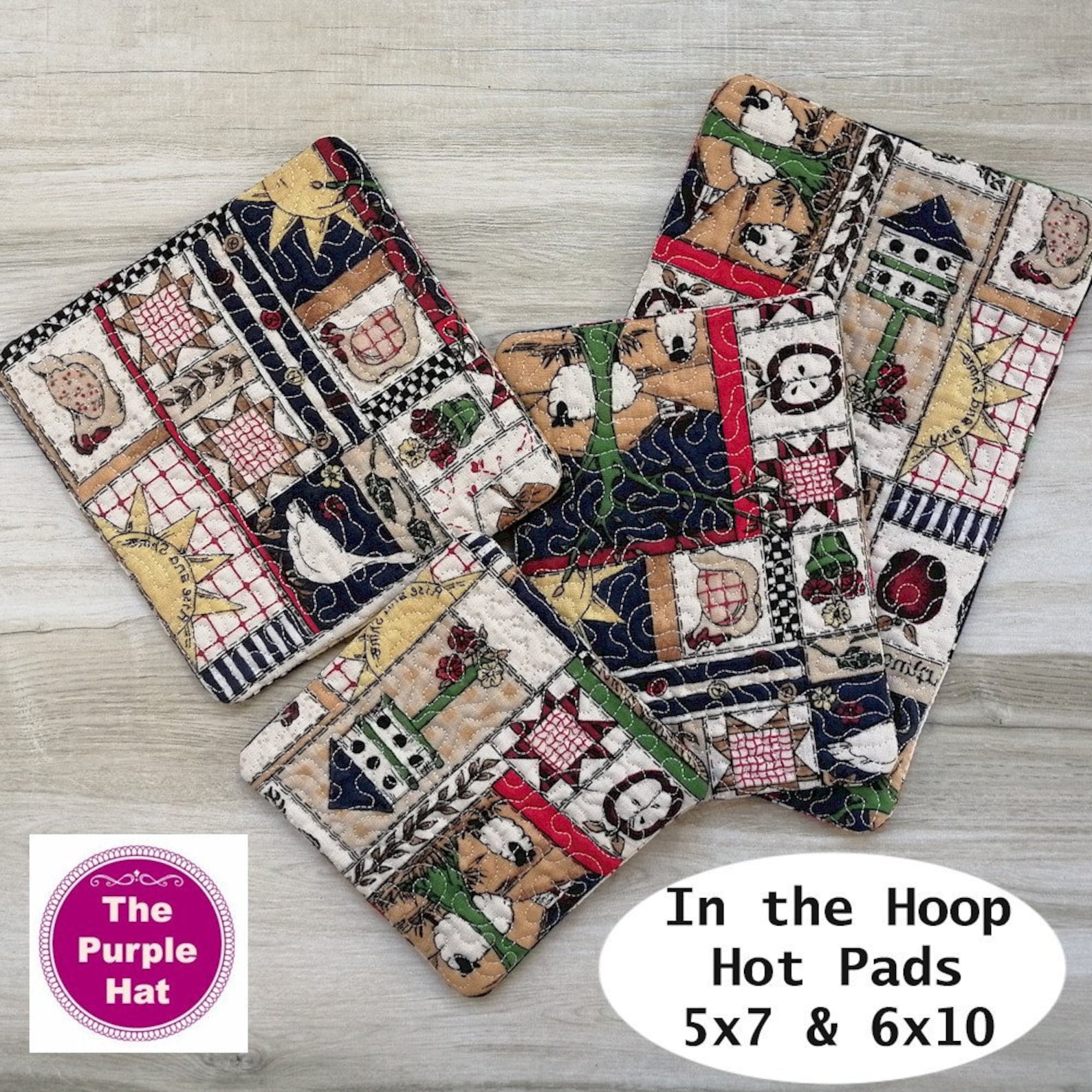 ITH Hot Pads 5x7 6x10 machine embroidery in the hoop project Etsy