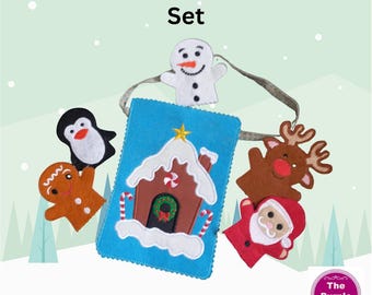 ITH Christmas Finger Puppets 4x4 and 5x7 - machine embroidery project - instant download - Christmas birthday party pretend play kids toys