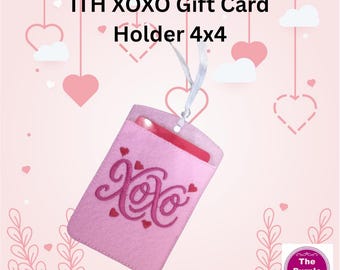 ITH XOXO Card Holder 4x4 and 5x7 - machine embroidery project - instant download - Valentine's Day birthday party teacher gift