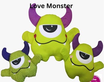 ITH Valentine’s Love Monster Plush Toy | In the Hoop Machine Embroidery Design | Cuddly Valentine Gift | 5x7 6x10 8x12