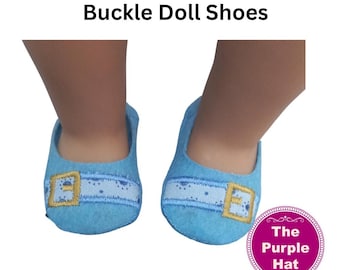 ITH Buckle shoes or slippers for 18 inch doll 4x4 machine embroidery instant download - AG soft body doll - in the hoop project - Spring