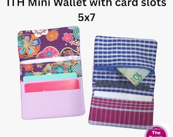 ITH Mini Wallet with card slots 5x7 Machine Embroidery Design | In the Hoop Purse | Credit Card Holder | Single Hooping | Digital File