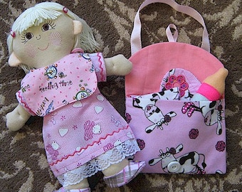 ITH Molly Dolly Diaper Bag Set 5x7 SOLO diseño de bordado a máquina - accesorios de juguete de muñeca suave - en el proyecto de aro Hus Pes Jef