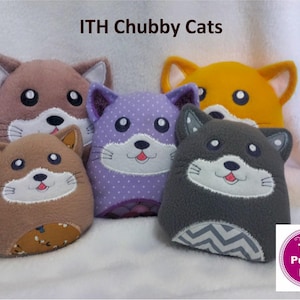 ITH In the Hoop Chubby Cat 4 sizes | machine embroidery digital download I Squishie plush toy or pillow | stuffed animal