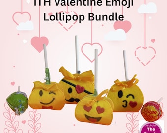 ITH Valentines Emojis Bundle Lollipop Covers - machine embroidery project - instant download - birthday party favour classroom gift