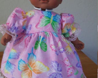 Pink Butterfly Dress and Diaper for 9 to 13 Inch Dolls, Teddy Bears and Stuffed Animals