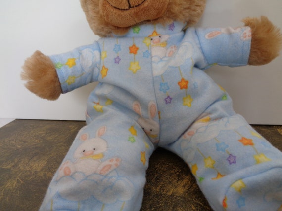 Blue Pastel Flannel Sleeper for 10 Inch Girl Cabbage Patch and Newborn Dolls Stuffed Animals and other Medium Dolls Teddy Bears Burgeneur