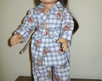 Bear Print Cotton Pajamas for the American Girl, Teddy Bears, Springfield and My Life Dolls and 18 Inch Dolls or Slim Bears