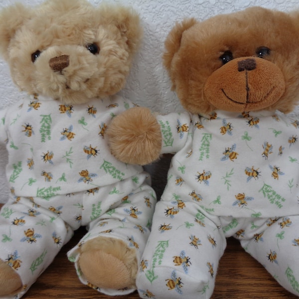 Tiny Bee Pajamas for 10 to 12 Inch Cabbage Patch Preemies and Newborns, Teddy Bears, Stuffed Animals and other Mid-sized Dolls