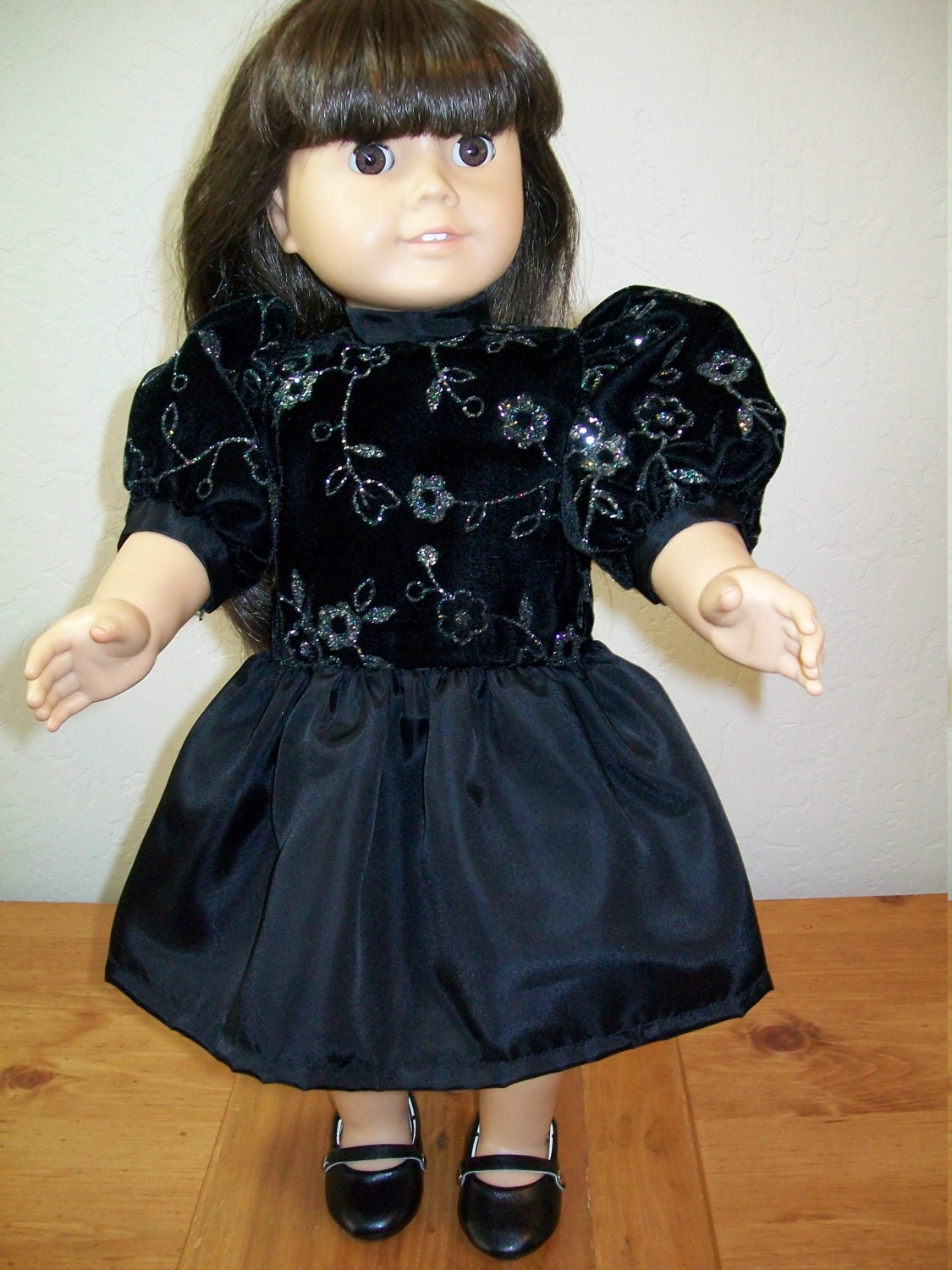 Black Sparkle Velvet and Taffeta Party Dress and Shoes for the American Girl,  Springfield, Our Generation, My Life