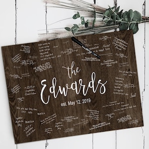 Rustic wedding guest book alternative/Wood guest book on canvas/Wedding welcome sign/Last name sign/Family name sign/Guest book sign/ #GB02