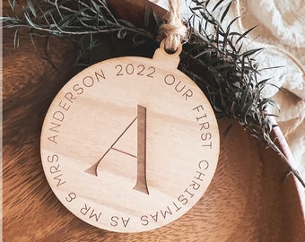 2023 Net getrouwd ornament - Dhr. en mevrouw ornament Gepersonaliseerd ons eerste kerstornament - Handgemaakte parenornament - Pasgetrouwde ornament