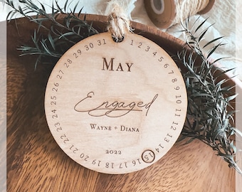 Personalized Our First Christmas Engaged Ornament - 2022 Engagement Ornament - Gift For Couple - Engagement Gift - Wooden Engaged Ornament