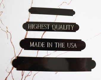 Nameplates, plaques, Black color and gold Brass with decorative ends 4 sizes, Free engraving, highest quality, Made in USA
