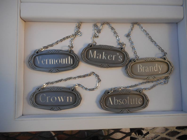 Decanter Labels Wine Bottle Label / Urn Tags Pewter Free Etsy