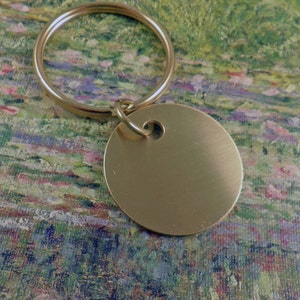 Brass Custom Key Tag, Round, Key Chain 1-1/4 and 1-1/2 inch Engraved image 2