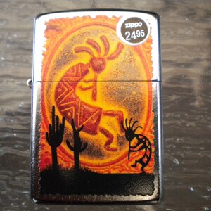 Accendino Zippo inciso, "Kokopelli", design, cromato, personalizzato, inciso