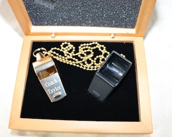 Gold Coach Whistle  in Hardwood wood box , with  Free Engraving, Personalization