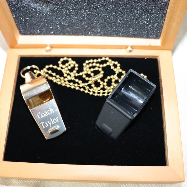 Gold Coach Whistle  in Hardwood wood box , with  Free Engraving, Personalization