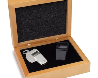 Silver Coach Whistle  in Hardwood wood box , with  Free Engraving, Personalization