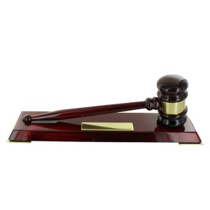 Engraved Deluxe Rosewood Piano Finish Gavel on Base- FREE SHIPPING