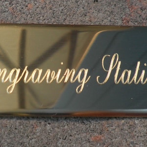 Name Plate Brass,  Bright Gold and  Bright Silver  7/8 x 2-1/2, plaque, simulated screw heads