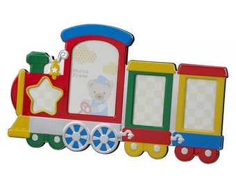 Multi color Baby gift train, holds 4 photos, free engraving, we can add your photos