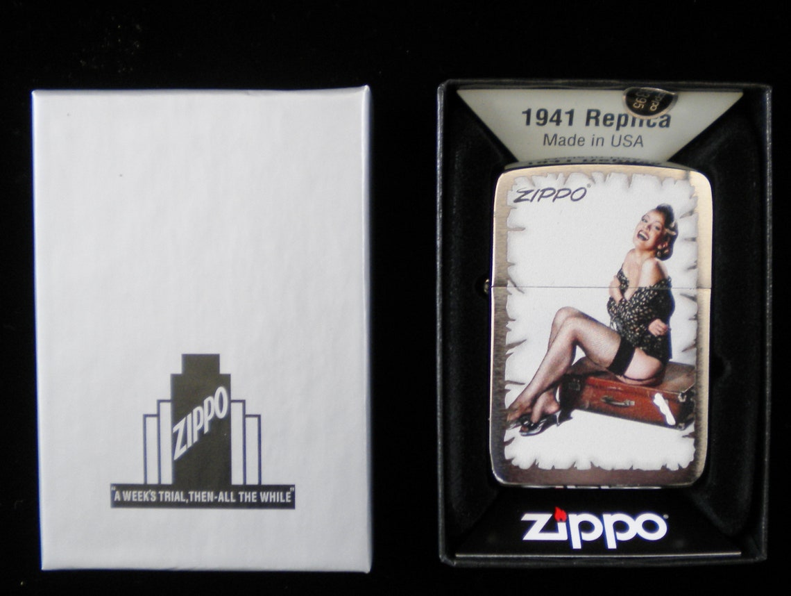 Engraved Zippo Lighter Pinup girl on suitcase Etsy