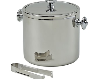 Covered Ice Bucket with Tongs engraved