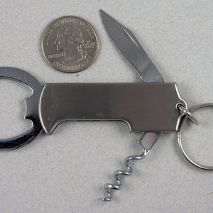 Corkscrew  & Wine Bottle Opener Keychain  with Free Engraving !