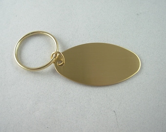 Oval Brass Custom Key Tag , Key Chain, Engraved Free, 2-1/2 x 1-3/8