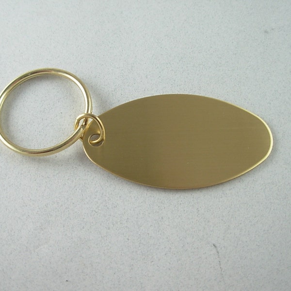 Oval Brass Custom Key Tag , Key Chain, Engraved Free, 2-1/2 x 1-3/8