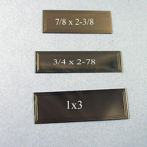 Nameplate engraved edge, Brass, many sizes, plaque, trophy plate, gold plaque - Up  to 1 x 4 Free Engraving