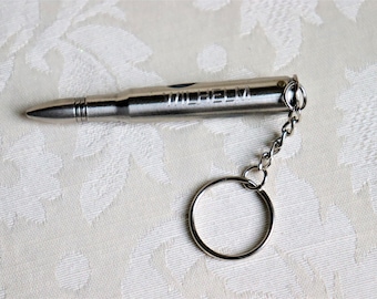 Bullet keychain with knife, Engraved, personalized