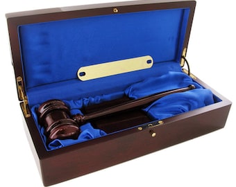 Deluxe Gavel set with presentation box, Engraved Band on Gavel