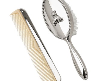 Baby Hair Brush with Teddy, Unisex Comb and Brush, Free Engraving