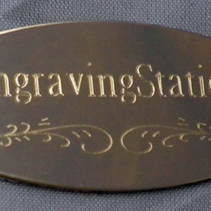 Name Plate Brass and silver - Oval Shape, simulated screw heads 3/4 x 1-7/8