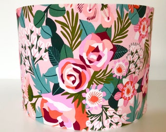 Sage and Pink Flower Print Lampshade