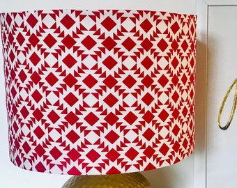 Red Geometric Print Lampshade