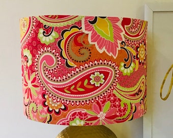 Retro Pink Paisley Print Lampshade