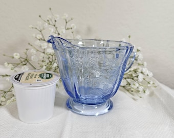 Indiana glass blue Madrid pattern Recollection creamer