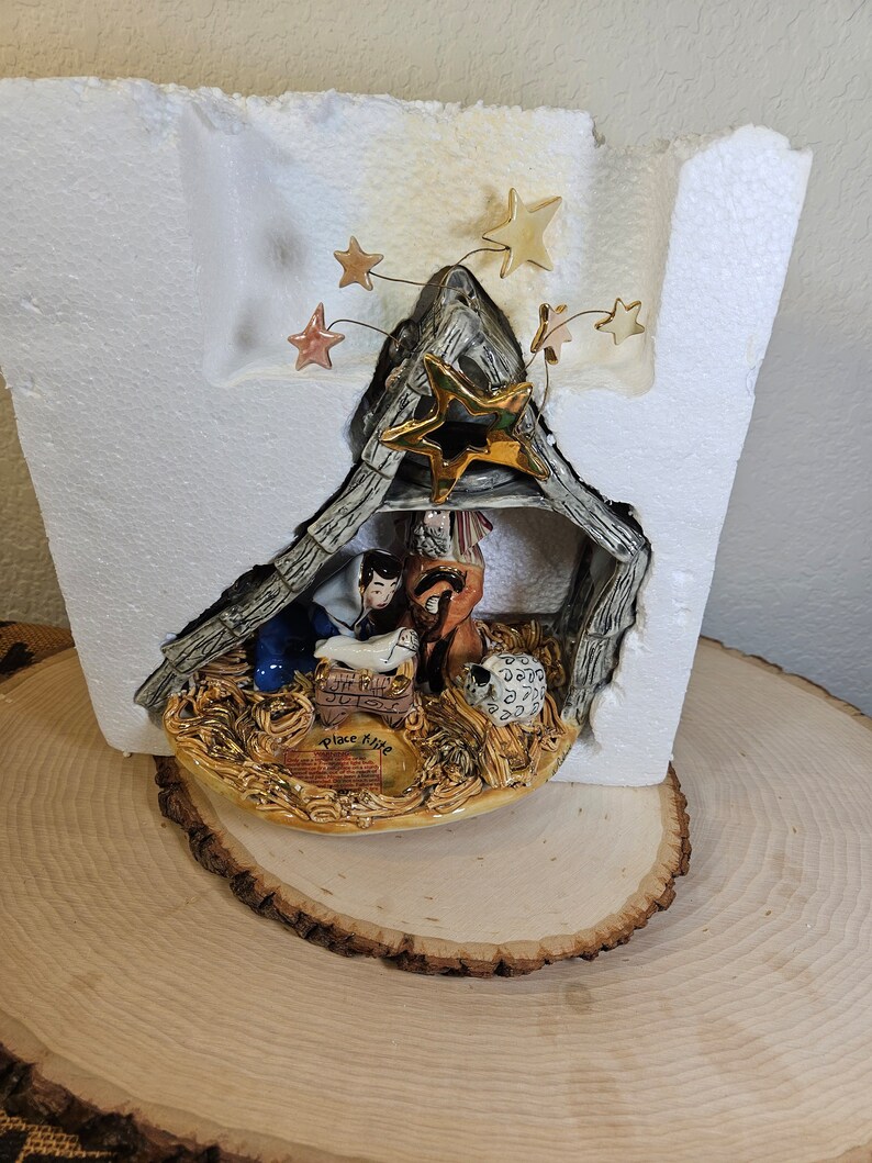 Blue Sky Nativity Tealight Candle Holder Blue Sky Clayworks Etsy