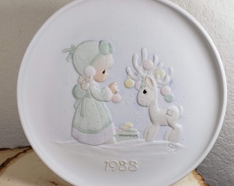 Vintage Precious Moments Enesco collectible plate 1988 Merry Christmas Deer