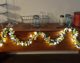 Torn fabric lighted garland